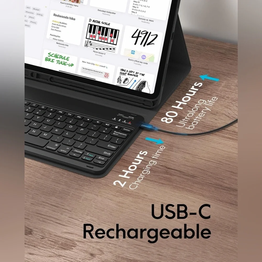 CHESONA iPad Air 13 M2 M3‎ Pro 12.9 Keyboard Case Detachable Black New